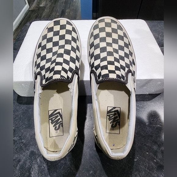 Vans Black and White Checkerboard Slip-On Sneakers - Picture 1 of 5